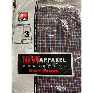 Men's NEW IN PACKAE  10W Apparel Underwear 3 Pack Plaid Boxers XL 42-44